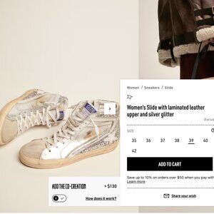 gGolden goose suede toe laminated and glitter quarter leather silver, size 39